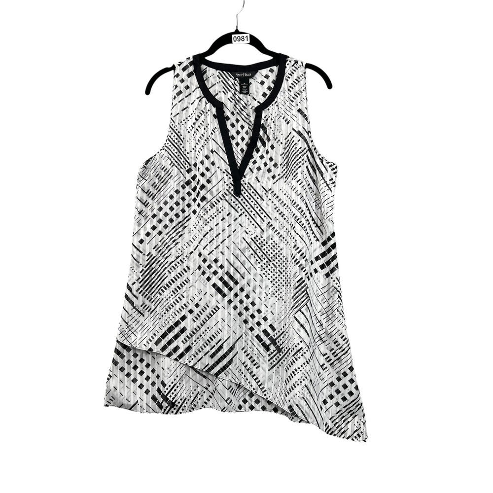 White House Black Market Shirt Blouse Tunic Medium Asymmetrical Hem Lagenlook